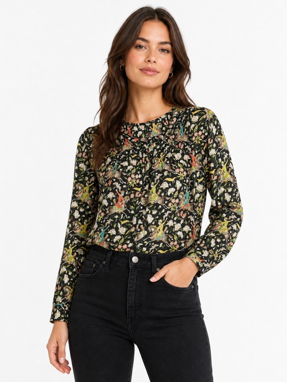 J.Crew x Drakes London Classic Popover Blouse